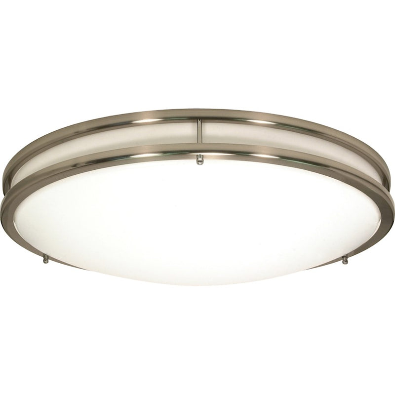 Nuvo Lighting Glamour 10in 1-Light Flush Mount | Modern Brushed Nickel and White Acrylic | Bathroom & Hallway Ceiling Light | 1440 Lumens | Model 62-1035