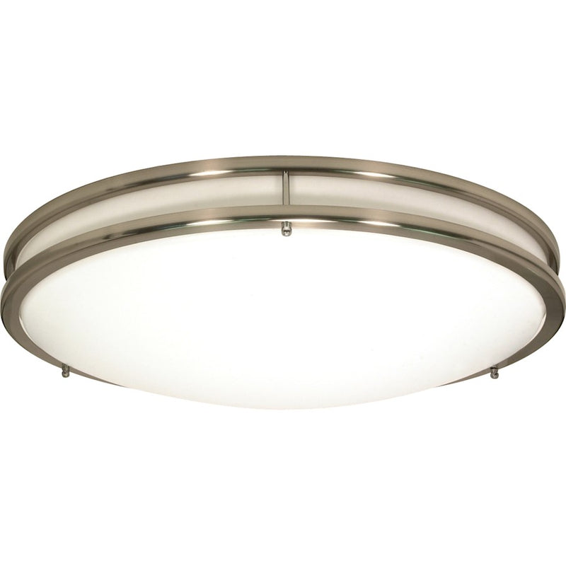 Nuvo Lighting Glamour 24in 3-Light LED Flush Mount | Transitional Brushed Nickel and Clear Glass | Bedroom & Hallway Ceiling Light | 3120 | Model 62-1038