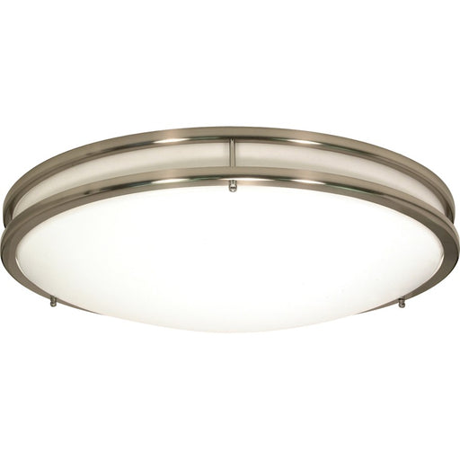 Nuvo Lighting Glamour 24in 3-Light LED Flush Mount | Transitional Brushed Nickel and Clear Glass | Bedroom & Hallway Ceiling Light | 3120 | Model 62-1038