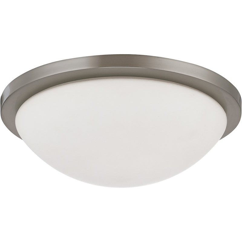 Nuvo Lighting Button 13in 1-Light Flush Mount | Contemporary Brushed Nickel and Glass | Bathroom & Hallway Ceiling Light | 1440 Lumens | Model 62-1043