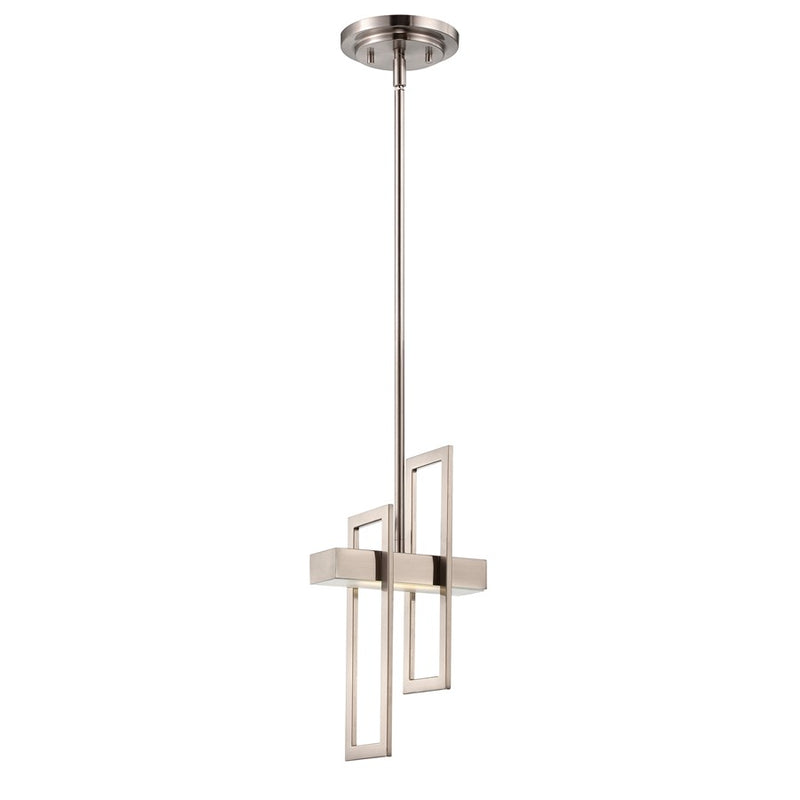 Nuvo Lighting Frame 42in 1-Light Pendant | Modern Brushed Nickel and Frosted Glass | Kitchen Island & Dining Room | Damp Rated, 4.8W LED | Model 62-106