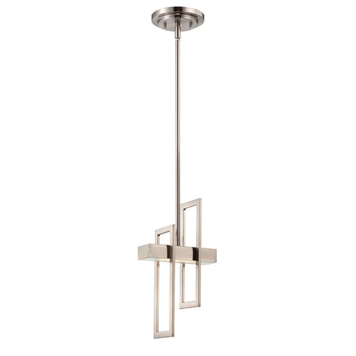 Nuvo Lighting Frame 42in 1-Light Pendant | Modern Brushed Nickel and Frosted Glass | Kitchen Island & Dining Room | Damp Rated, 4.8W LED | Model 62-106