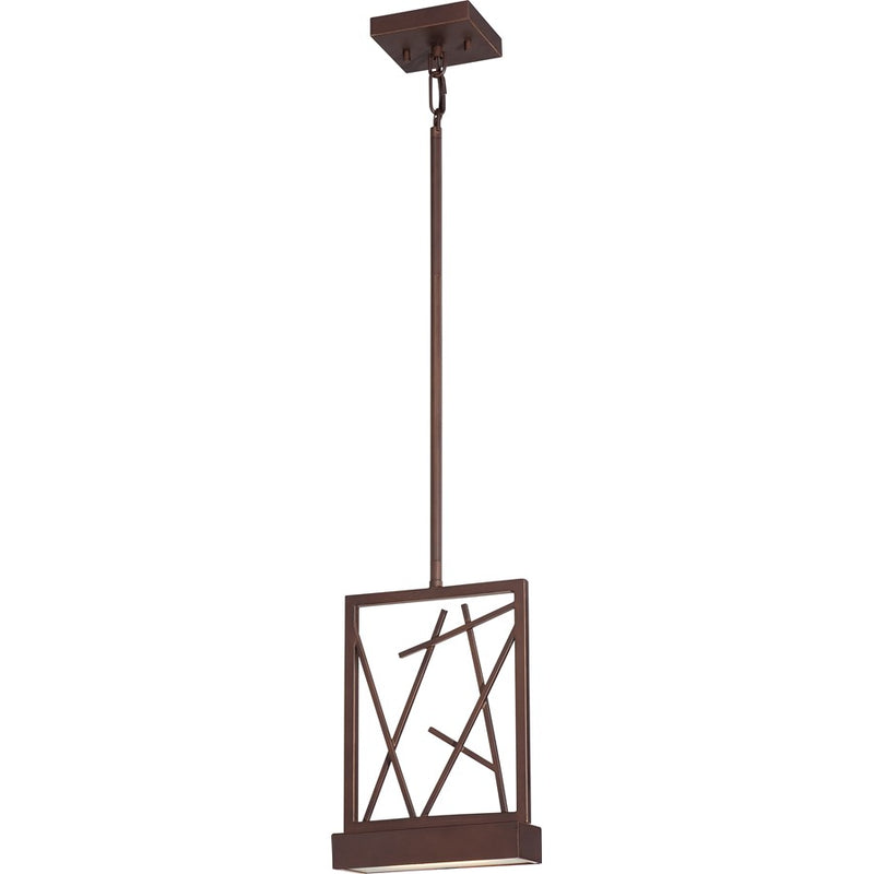 Nuvo Lighting Stix 1-Light Mini Pendant | Contemporary Patina Bronze and Frosted Glass | Kitchen Island & Dining Room | 2.5 x 54 x 7.875 in | Model 62-111