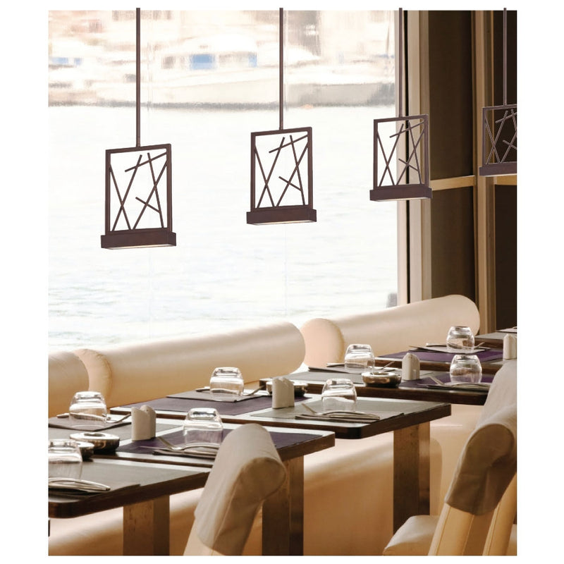Nuvo Lighting Stix 1-Light Mini Pendant | Contemporary Patina Bronze and Frosted Glass | Kitchen Island & Dining Room | 2.5 x 54 x 7.875 in | Model 62-111