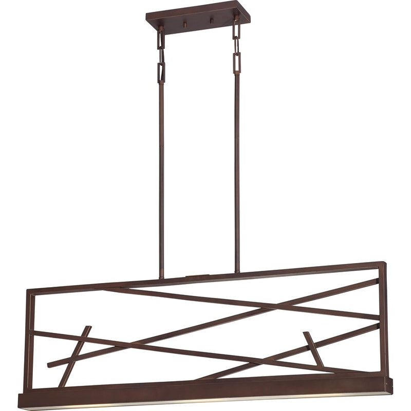 Nuvo Lighting Stix 36in 3-Light Pendant | Contemporary Patina Bronze and Frosted Glass | Kitchen Island & Dining Room | 36 x 2.5 x 55 in | Model 62-113