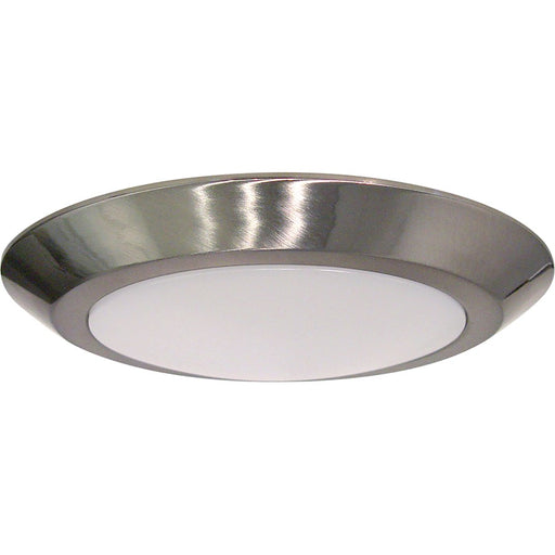 Nuvo Lighting 10in 1-Light LED Flush Mount | Contemporary Brushed Nickel Disk Light | Bathroom & Hallway Ceiling Light | 10 x 10 x 1 in | Model 62-1166