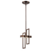 Nuvo Lighting Frame 1-Light Pendant | Modern Hazel Bronze Steel and Frosted Glass | Kitchen Island & Dining Room | 5.625 x 7.875 x 42 in | Model 62-126