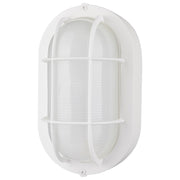 Nuvo Satco LED Small Oval Bulkhead | Traditional White Die-Cast Aluminum and White Glass | Outdoor Walkway & Patio Wall Sconce | 4.26 x 5 | Model 62-1388