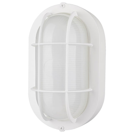Nuvo Satco LED Small Oval Bulkhead | Traditional White Die-Cast Aluminum and White Glass | Outdoor Walkway & Patio Wall Sconce | 4.26 x 5 | Model 62-1388