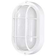 Nuvo Satco LED Small Oval Bulkhead | Traditional White Die-Cast Aluminum and White Glass | Outdoor Walkway & Patio Wall Sconce | 4.26 x 5 | Model 62-1388