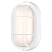 Nuvo Satco LED Small Oval Bulkhead | Traditional White Die-Cast Aluminum and White Glass | Outdoor Walkway & Patio Wall Sconce | 4.26 x 5 | Model 62-1388
