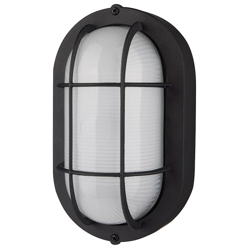 Nuvo Lighting Satco 9in LED Small Oval Bulkhead | Traditional Black Die-Cast Aluminum and White Glass | Outdoor Walkway & Patio Wall Light | Model 62-1389