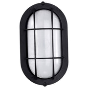 Nuvo Lighting Satco 9in LED Small Oval Bulkhead | Traditional Black Die-Cast Aluminum and White Glass | Outdoor Walkway & Patio Wall Light | Model 62-1389