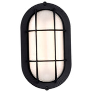 Nuvo Lighting Satco 9in LED Small Oval Bulkhead | Traditional Black Die-Cast Aluminum and White Glass | Outdoor Walkway & Patio Wall Light | Model 62-1389
