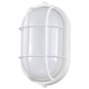 Nuvo Lighting LED Oval Bulkhead 11in 1-Light Outdoor Wall Sconce | Traditional White Die-Cast Aluminum and White Glass | Entryway & Patio | Model 62-1390
