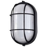 Nuvo Satco 62-1391 11in Oval Bulkhead Outdoor Wall Sconce | Traditional Black Die-Cast Aluminum and White Glass | Covered Patio & Entryway | Model 62-1391