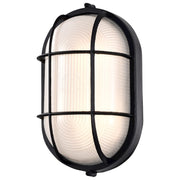 Nuvo Satco 62-1391 11in Oval Bulkhead Outdoor Wall Sconce | Traditional Black Die-Cast Aluminum and White Glass | Covered Patio & Entryway | Model 62-1391