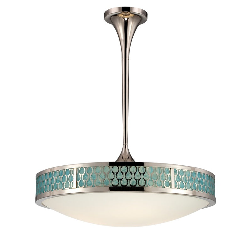 Nuvo Lighting Raindrop 25in 5-Light Pendant | Contemporary Polished Nickel and White Glass | Kitchen Island & Dining Room | Damp Rated | Model 62-141