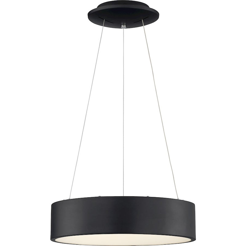 Nuvo Lighting Orbit 18in LED Pendant | Modern Contemporary Black Finish | Kitchen Island & Dining Room | 18 x 18 x 4 in, Dimmable, 90 CRI | Model 62-1456