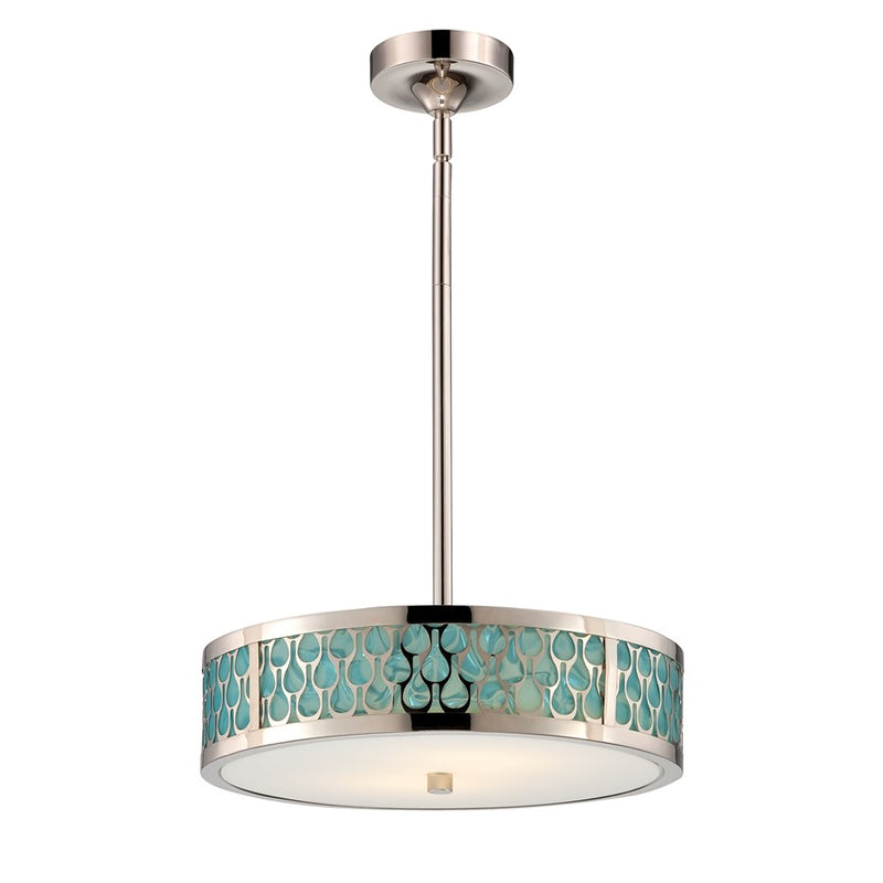 Nuvo Lighting Raindrop 15in 3-Light Pendant | Contemporary Polished Nickel and White Glass | Kitchen Island & Dining Room | 15 x 15 x 42 | Model 62-146