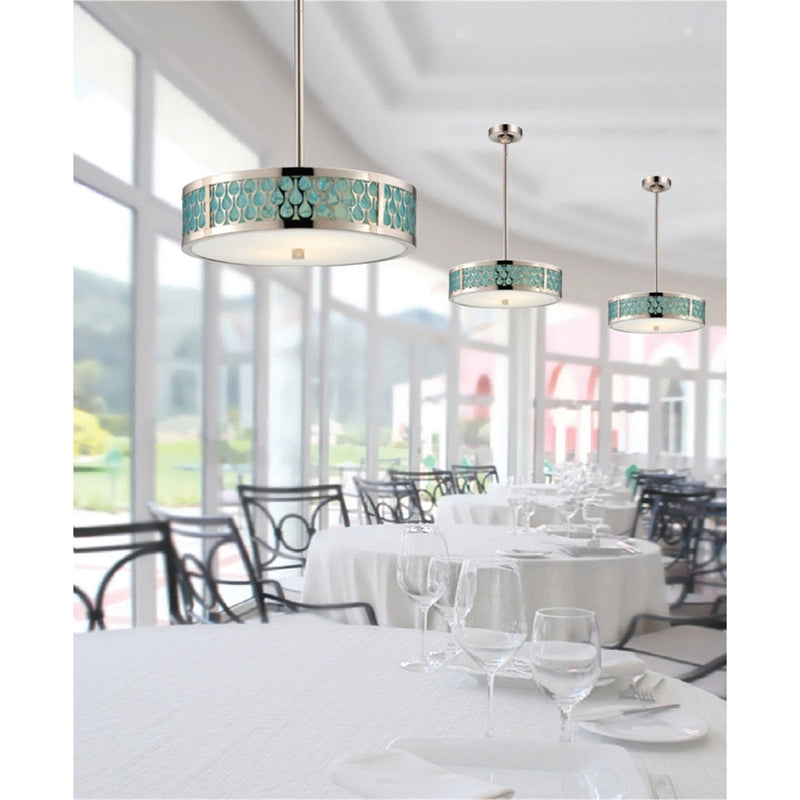 Nuvo Lighting Raindrop 15in 3-Light Pendant | Contemporary Polished Nickel and White Glass | Kitchen Island & Dining Room | 15 x 15 x 42 | Model 62-146