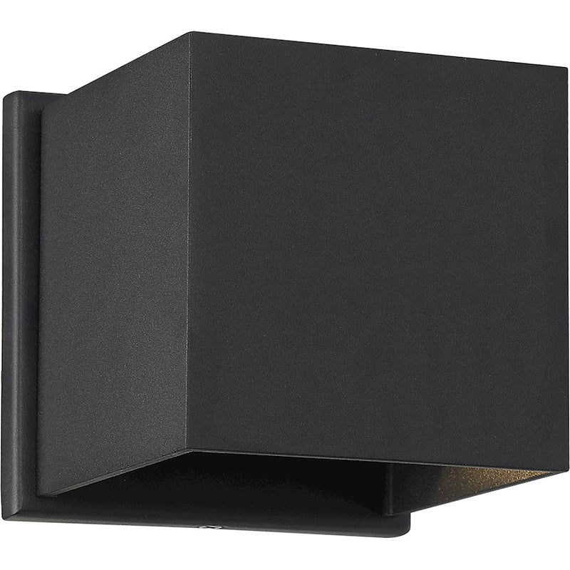 Nuvo Lighting Lightgate 5in 1-Light LED Wall Sconce | Modern Black Metal | Hallway & Bathroom Accent Light | 240 Lumens, 90 CRI, Dimmable | Model 62-1466