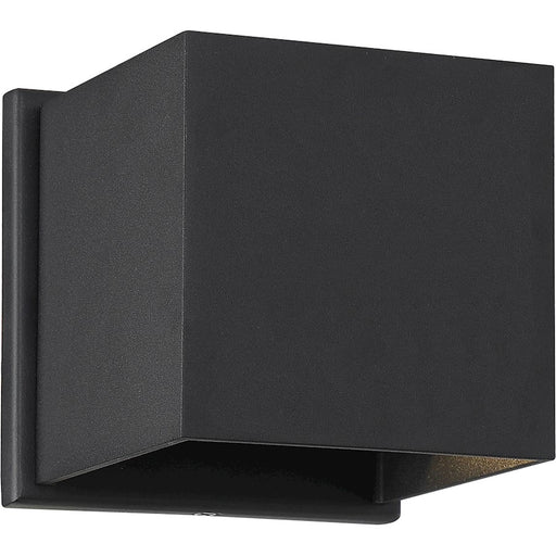 Nuvo Lighting Lightgate 5in 1-Light LED Wall Sconce | Modern Black Metal | Hallway & Bathroom Accent Light | 240 Lumens, 90 CRI, Dimmable | Model 62-1466