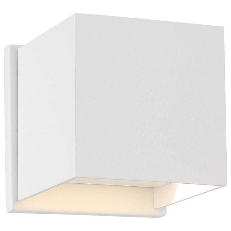 Nuvo Lightgate 5W LED Wall Sconce | Contemporary Matte White Square | Entryway & Patio Accent | 4.75 x 4.75 x 4.75 in | Model 62-1467R1