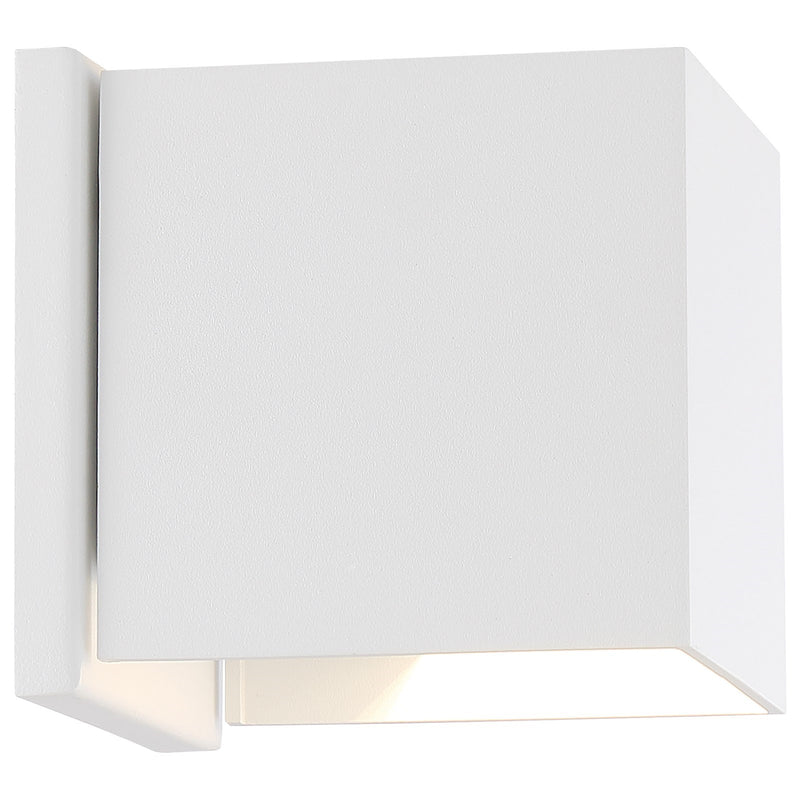 Nuvo Lightgate 5W LED Wall Sconce | Contemporary Matte White Square | Entryway & Patio Accent | 4.75 x 4.75 x 4.75 in | Model 62-1467R1