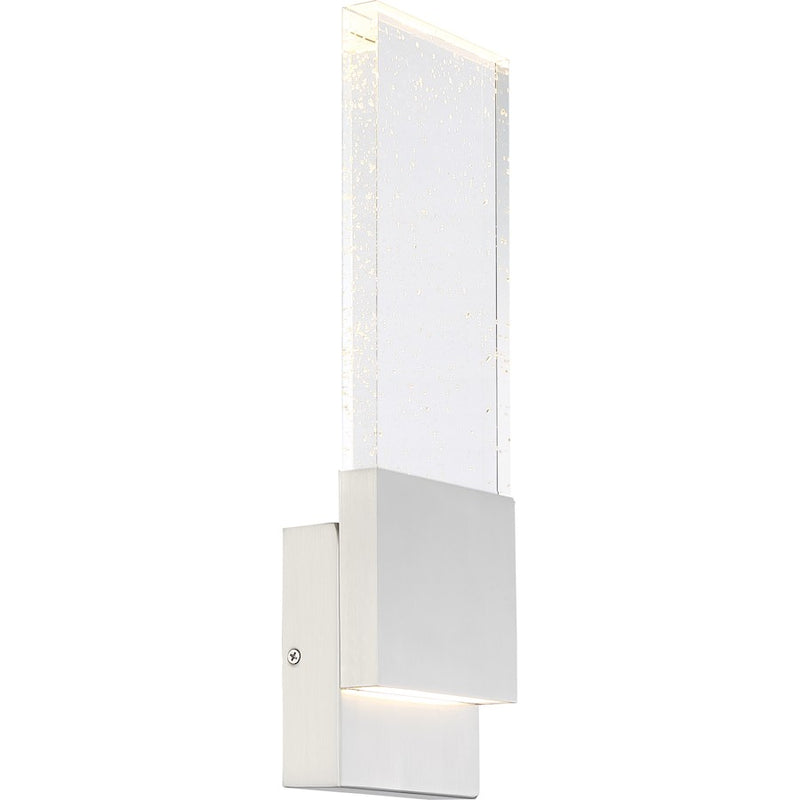 Nuvo Lighting Ellusion 14in 1-Light Wall Sconce | Modern Polished Nickel and Seeded Glass | Hallway & Bathroom Vanity | 700 Lumens, 90 | Model 62-1503