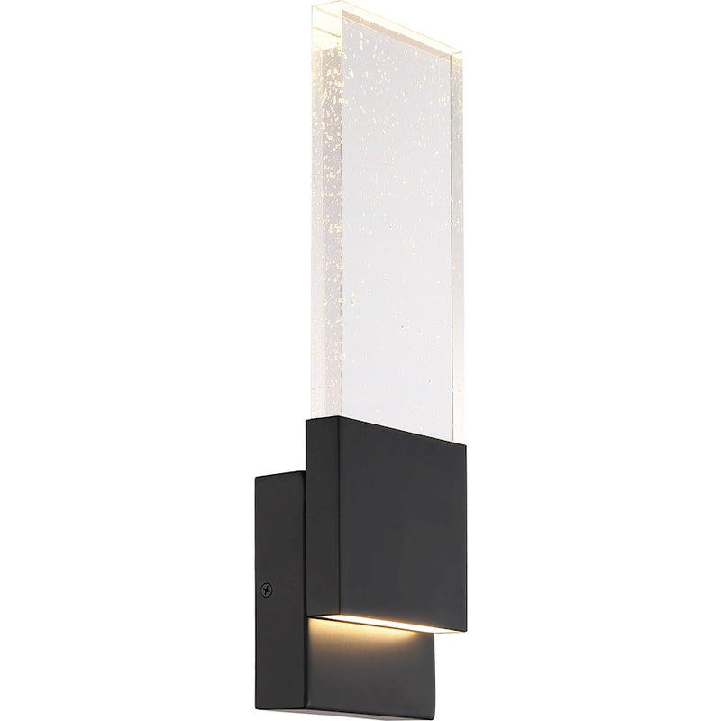 Nuvo Lighting Ellusion 14in 1-Light LED Wall Sconce | Modern Matte Black and Seeded Glass | Hallway & Bathroom Accent | 700 Lumens | Model 62-1513