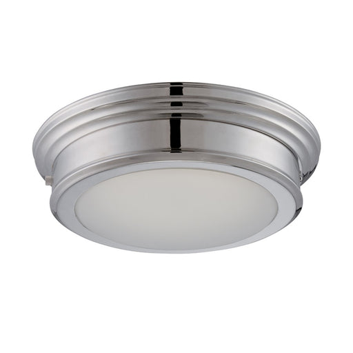 Nuvo Lighting Chance 14in 1-Light LED Flush Mount | Contemporary Polished Nickel and Frosted Glass | Bedroom & Hallway | 1420 Lumens 2700K | Model 62-153
