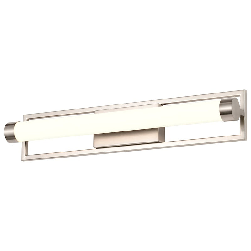 Nuvo Canal 12in 1-Light LED Vanity | Contemporary Brushed Nickel Steel and White Acrylic Lens | Bathroom Vanity & Powder Room | 4 x 12 x 5 | Model 62-1541