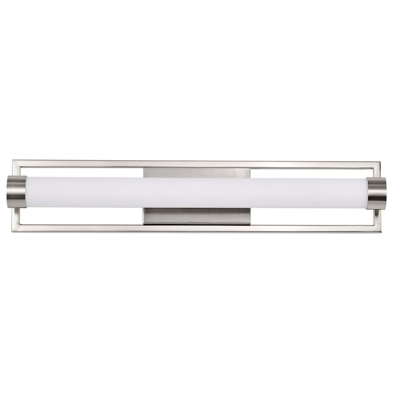 Nuvo Canal 12in 1-Light LED Vanity | Contemporary Brushed Nickel Steel and White Acrylic Lens | Bathroom Vanity & Powder Room | 4 x 12 x 5 | Model 62-1541