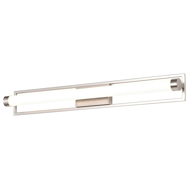 Nuvo Canal 12in 1-Light LED Vanity | Contemporary Brushed Nickel Steel and White Acrylic Lens | Bathroom Vanity & Powder Room | 4 x 12 x 5 | Model 62-1541