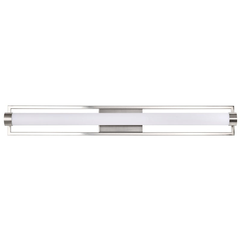 Nuvo Canal 12in 1-Light LED Vanity | Contemporary Brushed Nickel Steel and White Acrylic Lens | Bathroom Vanity & Powder Room | 4 x 12 x 5 | Model 62-1541