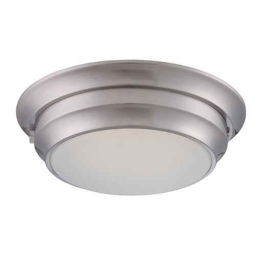 Nuvo Lighting Dash 14in 1-Light Flush Mount | Contemporary Polished Nickel and Frosted Glass | Hallway & Bathroom | 14 x 14 x 4 in | Model 62-156