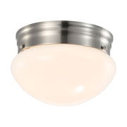 Nuvo Lighting 7in 1-Light LED Flush Mount | Traditional Brushed Nickel and Frosted Glass | Hallway & Laundry Room | 7.25 x 7.25 x 4.75 in | Model 62-1564