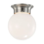 Nuvo Lighting 62-1565 6in 1-Light LED Flush Mount | Traditional Brushed Nickel and Frosted Glass | Hallway & Bathroom | 6 x 6 x 7 in | Model 62-1565