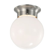 Nuvo Lighting 62-1565 6in 1-Light LED Flush Mount | Traditional Brushed Nickel and Frosted Glass | Hallway & Bathroom | 6 x 6 x 7 in | Model 62-1565