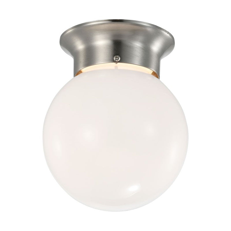 Nuvo Lighting 62-1565 6in 1-Light LED Flush Mount | Traditional Brushed Nickel and Frosted Glass | Hallway & Bathroom | 6 x 6 x 7 in | Model 62-1565