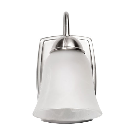 Nuvo Zenith 8W LED 1-Light Wall Sconce | Traditional Brushed Nickel and Alabaster Glass | Bathroom & Hallway Accent Light | 670 Lumens | Model 62-1567