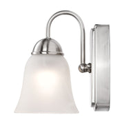 Nuvo Zenith 8W LED 1-Light Wall Sconce | Traditional Brushed Nickel and Alabaster Glass | Bathroom & Hallway Accent Light | 670 Lumens | Model 62-1567