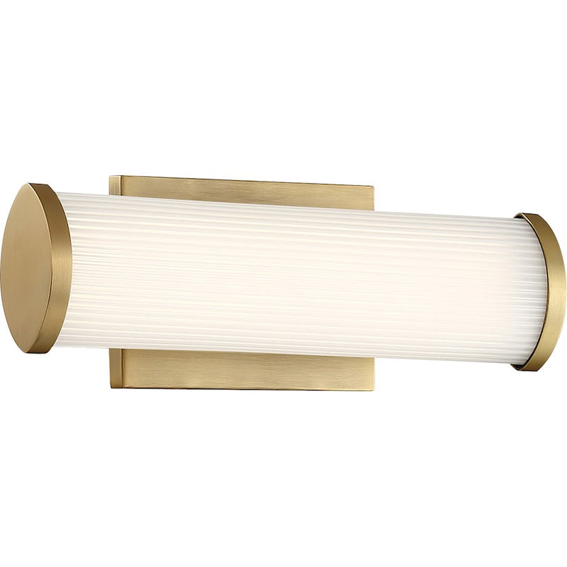 Nuvo Lighting Lena 36in 1-Light LED Vanity | Modern Brushed Brass and Striped Glass Lens | Bathroom Vanity Light | 3.25 x 35.63 x 4.5 in | Model 62-1593