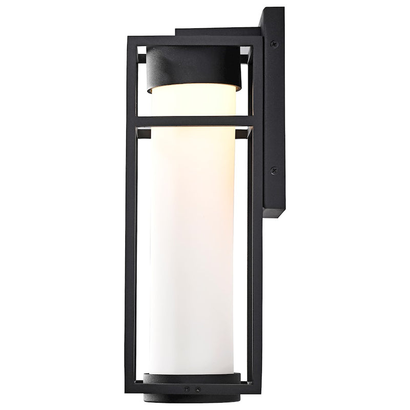 Nuvo Lighting Ledges 6W LED Medium Wall Lantern | Modern Matte Black and Opal White Glass | Outdoor Entryway & Patio Sconce | 6 x 6 x 16 in | Model 62-1611