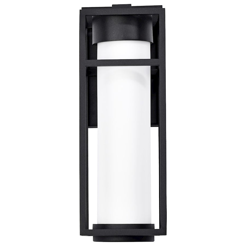 Nuvo Lighting Ledges 6W LED Medium Wall Lantern | Modern Matte Black and Opal White Glass | Outdoor Entryway & Patio Sconce | 6 x 6 x 16 in | Model 62-1611