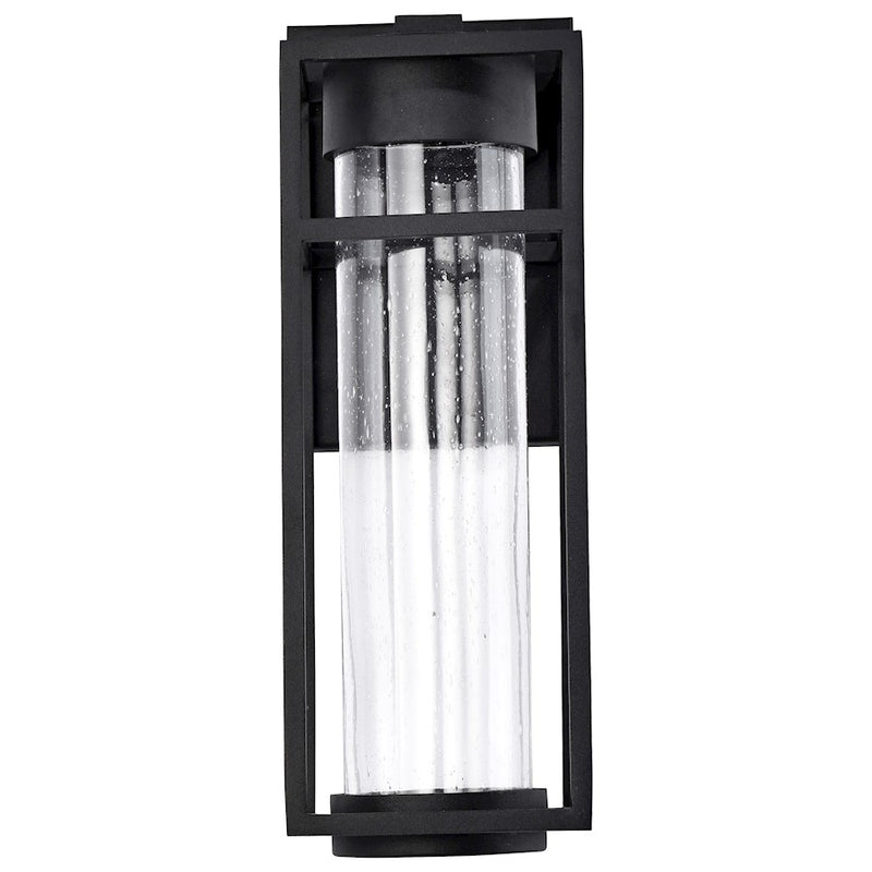 Nuvo Lighting Ledges 6W LED Medium Wall Lantern | Modern Matte Black and Clear Seeded Glass | Outdoor Entryway & Patio | 6 x 6 x 16 in | Model 62-1612