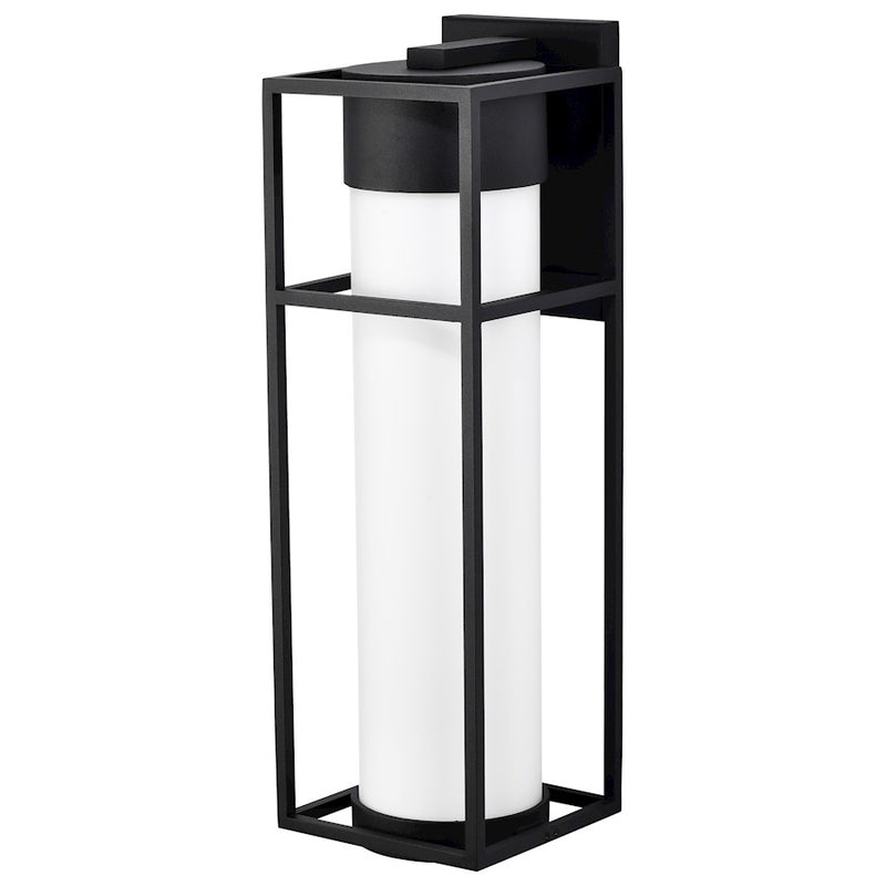 Nuvo Lighting Ledges 22in 1-Light Wall Lantern | Modern Matte Black and Opal White Glass | Covered Patio & Entryway | 8 x 7 x 22 in | Model 62-1613