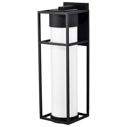 Nuvo Lighting Ledges 22in 1-Light Wall Lantern | Modern Matte Black and Opal White Glass | Covered Patio & Entryway | 8 x 7 x 22 in | Model 62-1613