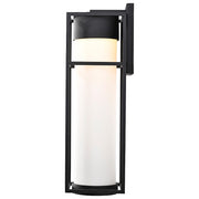 Nuvo Lighting Ledges 22in 1-Light Wall Lantern | Modern Matte Black and Opal White Glass | Covered Patio & Entryway | 8 x 7 x 22 in | Model 62-1613
